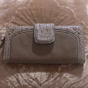 Brahmin Wallet Beige Croc Leather
